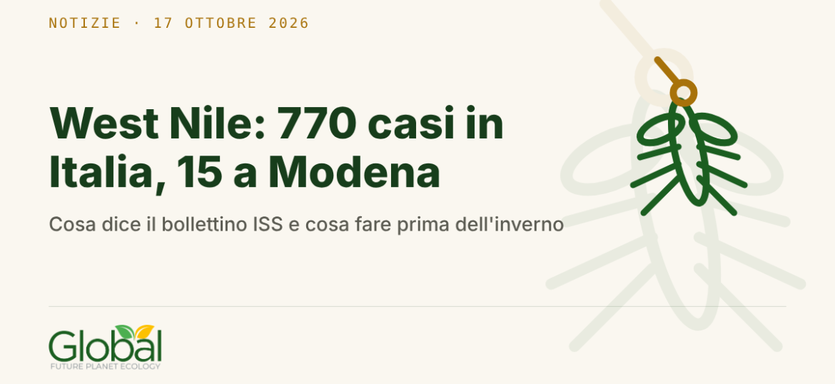West Nile: 770 casi in Italia, 15 a Modena. La lotta alle zanzare non finisce con l’estate